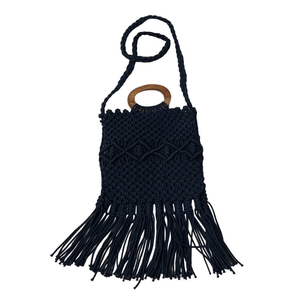 Danielle Nicole Macrame Crossbody Black - image 4